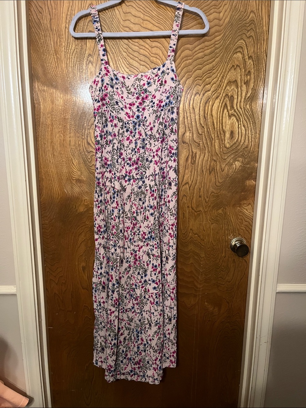 XS Sokie Collective Light Pink Floral Maxi Dress with Spaghetti Straps